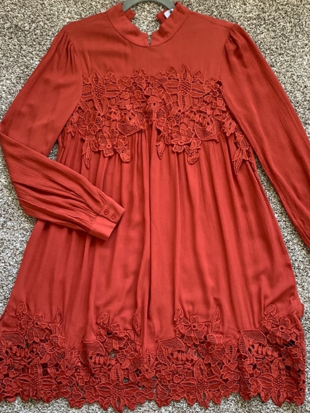 Meghan Los Angeles Burnt Orange Long Sleeve Tunic Dress